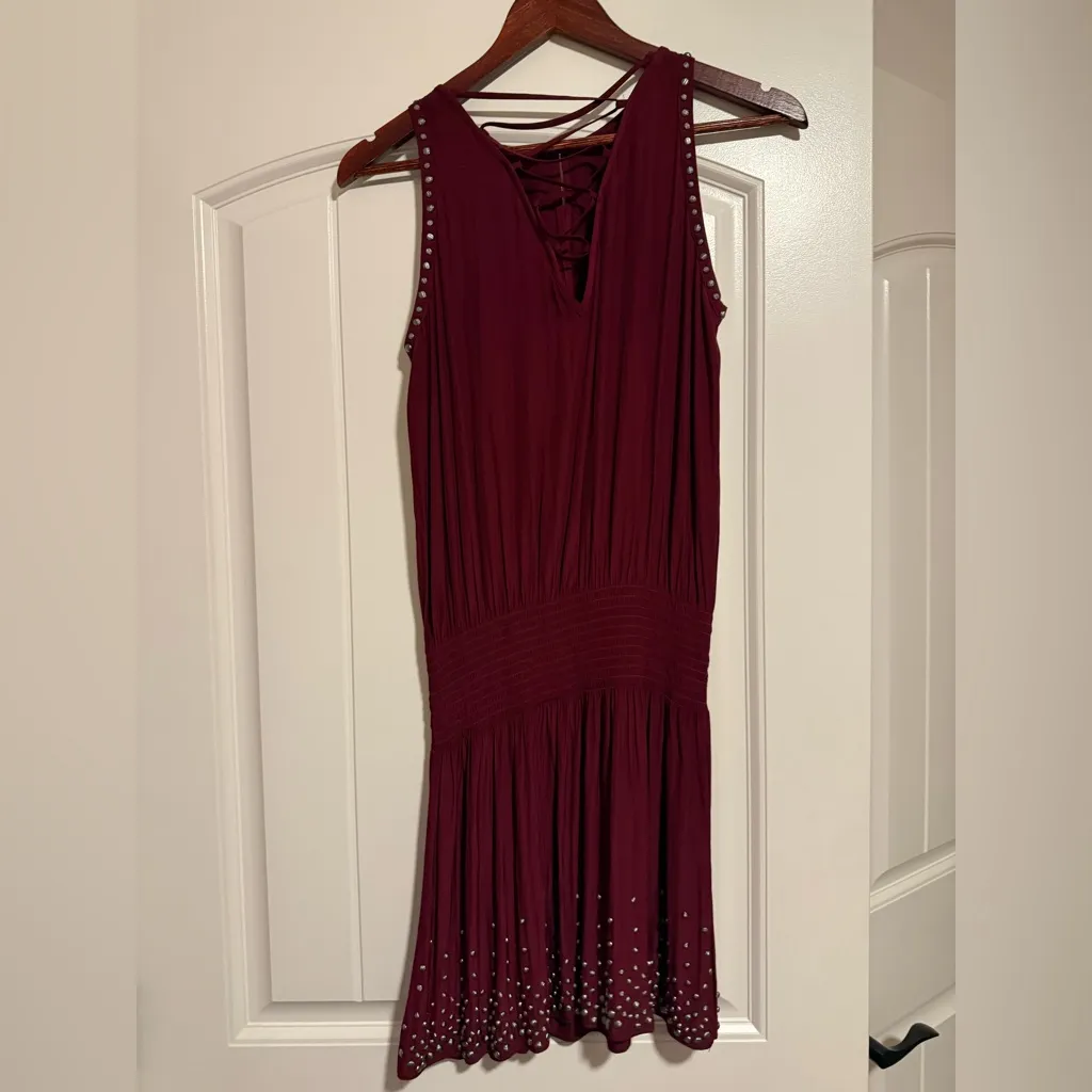 Ramy Brook Burgundy Studded Mini Dress - Image 8