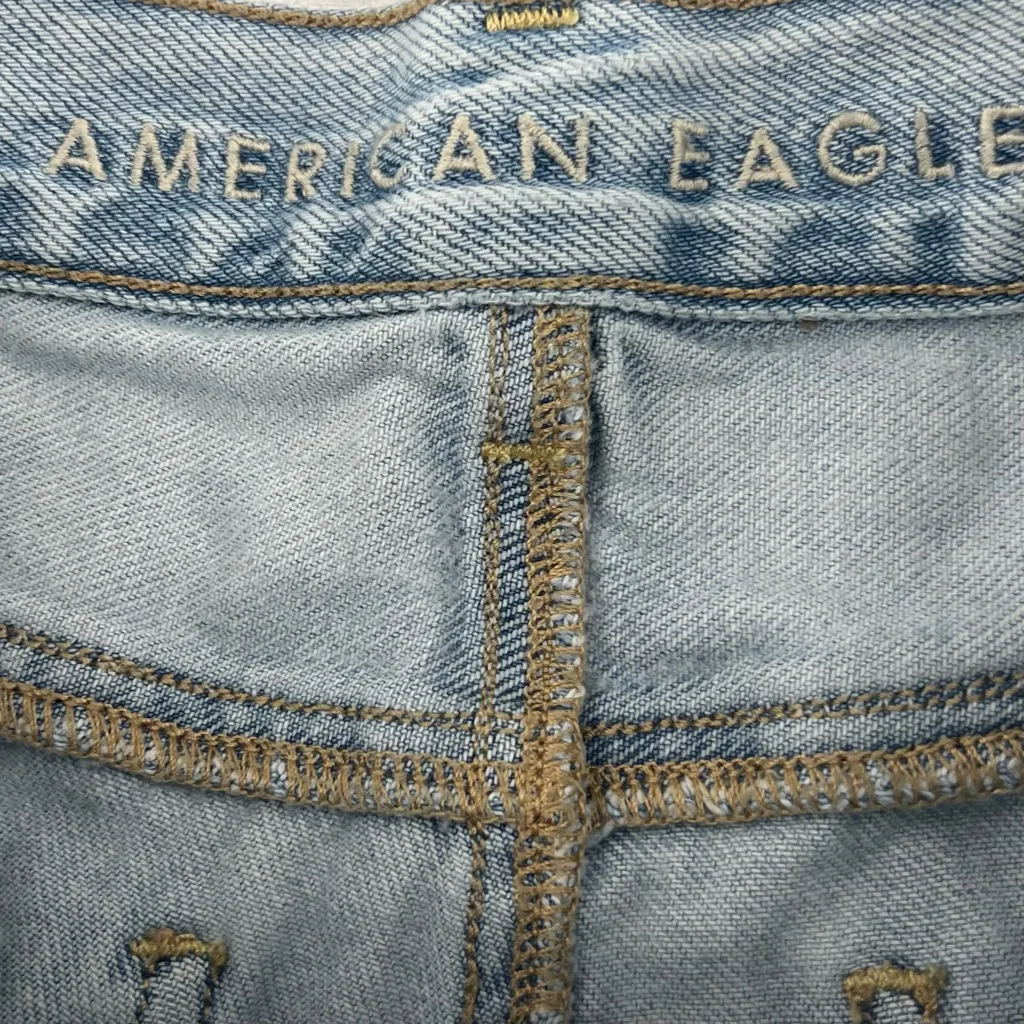 American Eagle Outfitters Light Wash Ripped Mom Shorts - Image 2