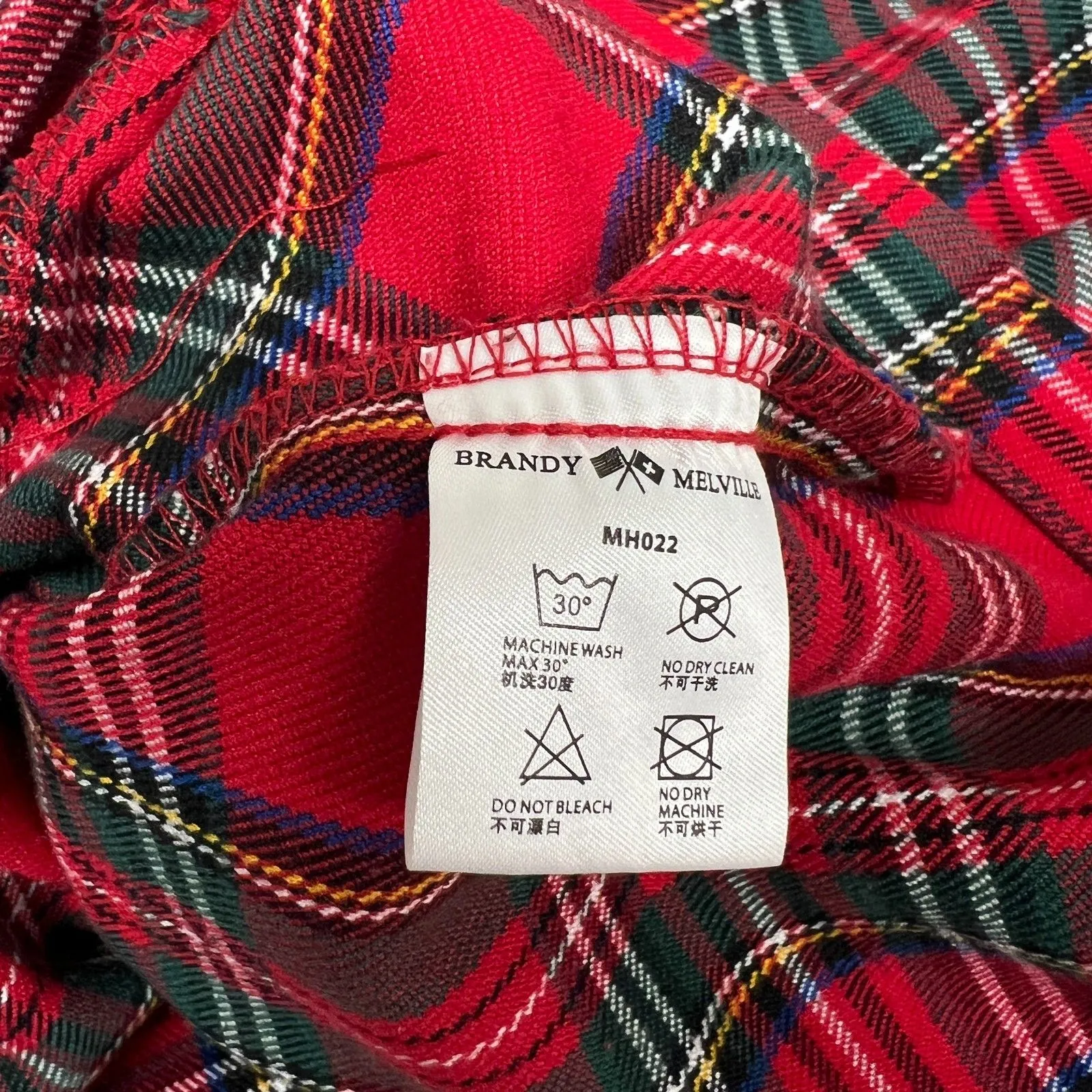 Brandy Melville mini skirt womens XS red plaid high waist - Image 5