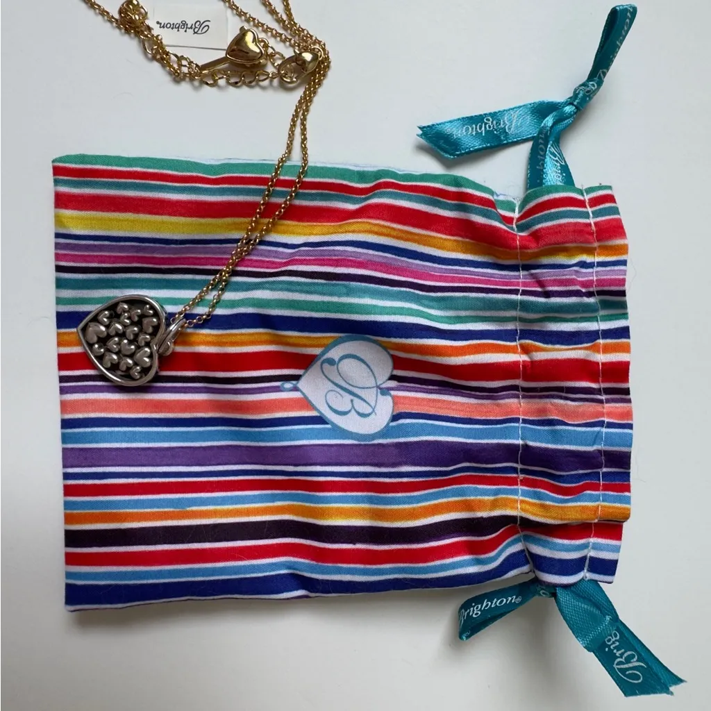 Brighton Elegant Gold & Silver Heart Pendant 2024 Necklace Chain w/ Rainbow Bag - Image 8