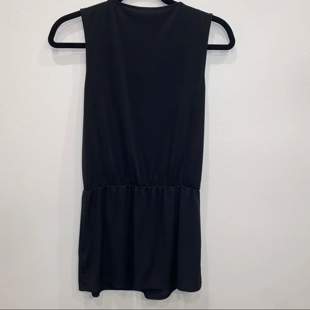 WHBM Black Rhinestone Beaded Metallic Ruffle Tunic Top Size XS - Image 6