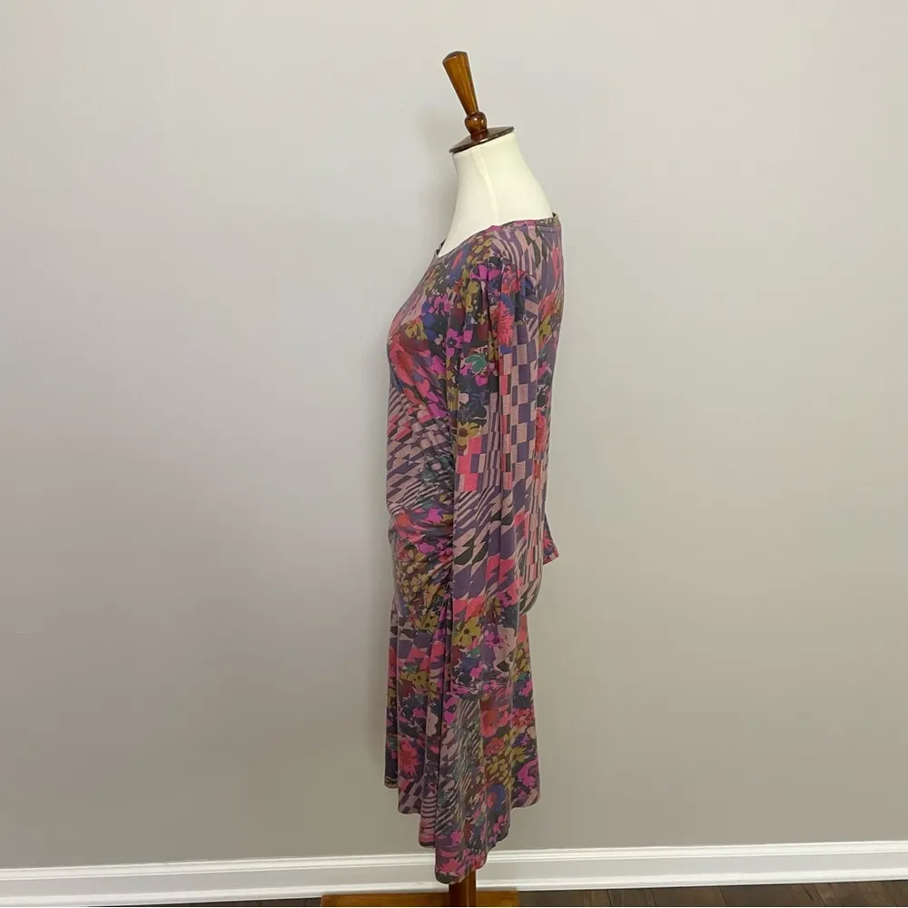 Anthropologie Daily Practice Dress Ruched Abstract Floral Art To Wear Lounge - Image 7