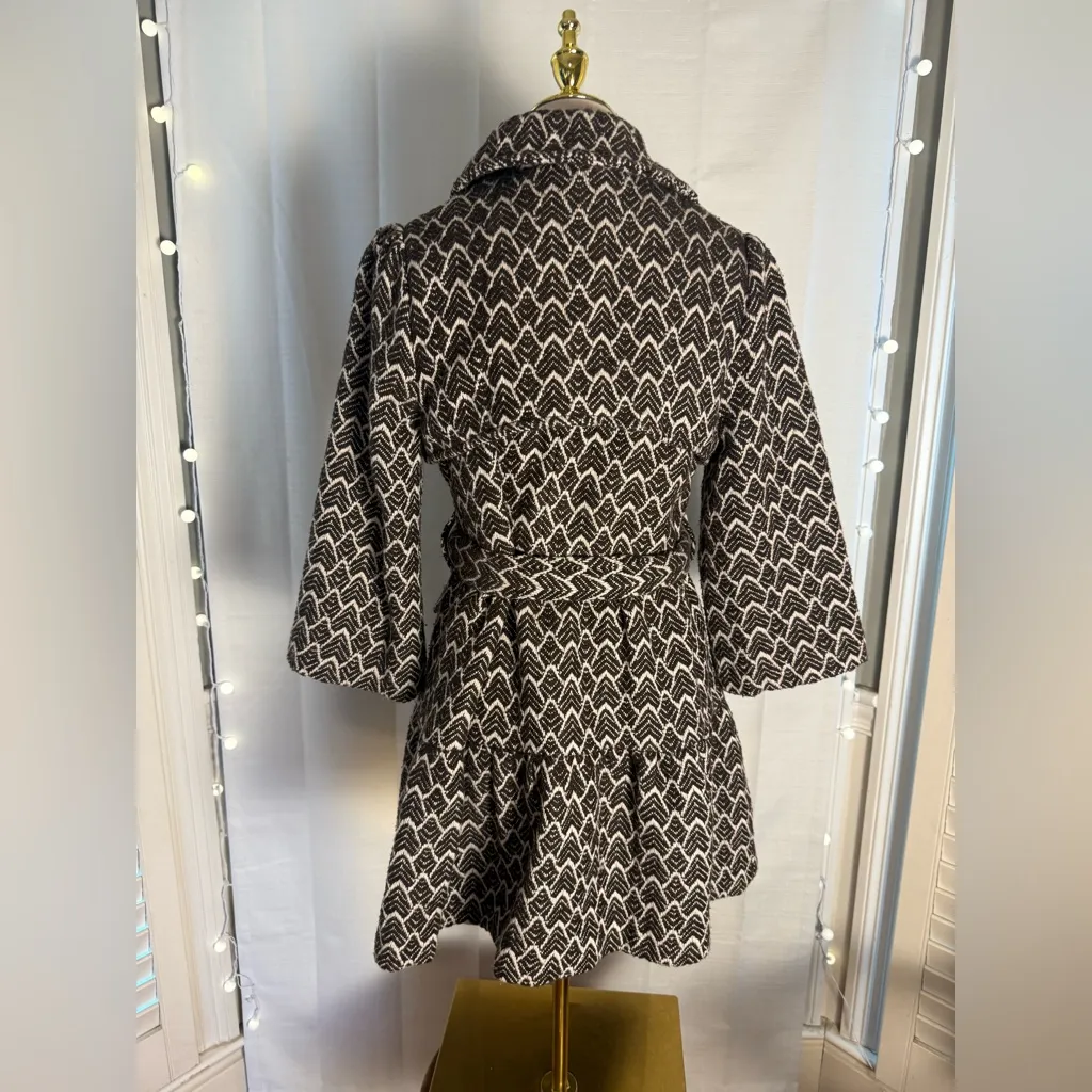 Gracia Fashion Black & White Wool Blend Belted Coat Women’s (check meas) - Image 2