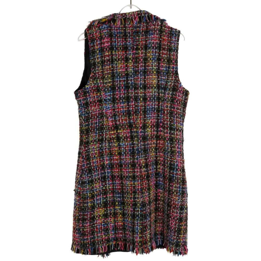 Y2k Charlotte Russe Multi Color Rainbow Tweed Sleeveless Blazer Vest Medium - Image 2