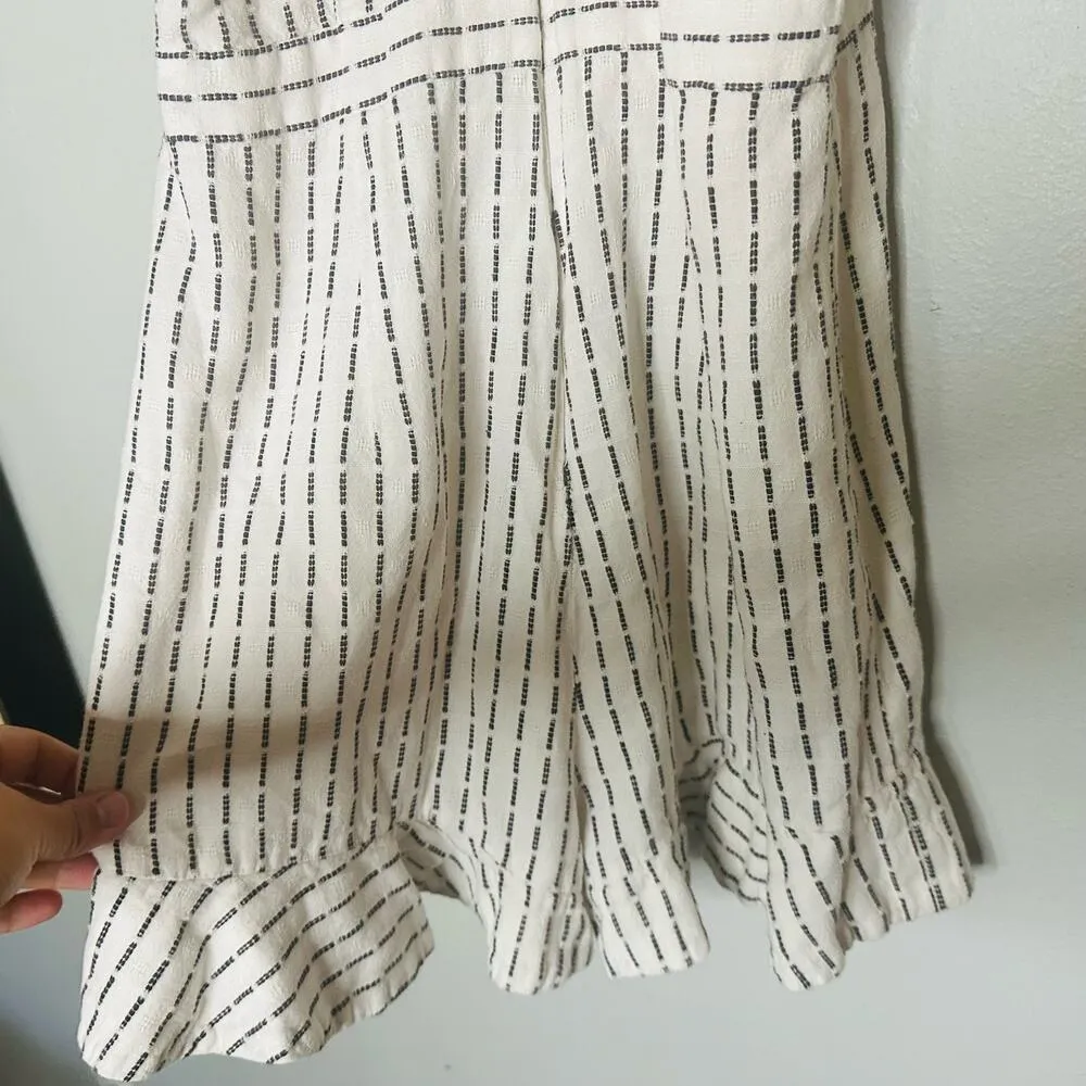 AMUR White Black Pinstripe Ruffled Seersucker Zip Up Back Knit Romper Size 4 - Image 12