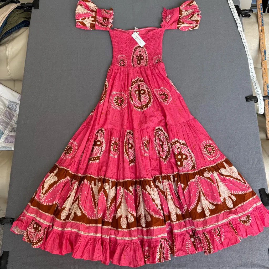 Love The Label GIGI Pink Boho Tiered Ruffled Maxi Dress‎ XS NWT - Image 9