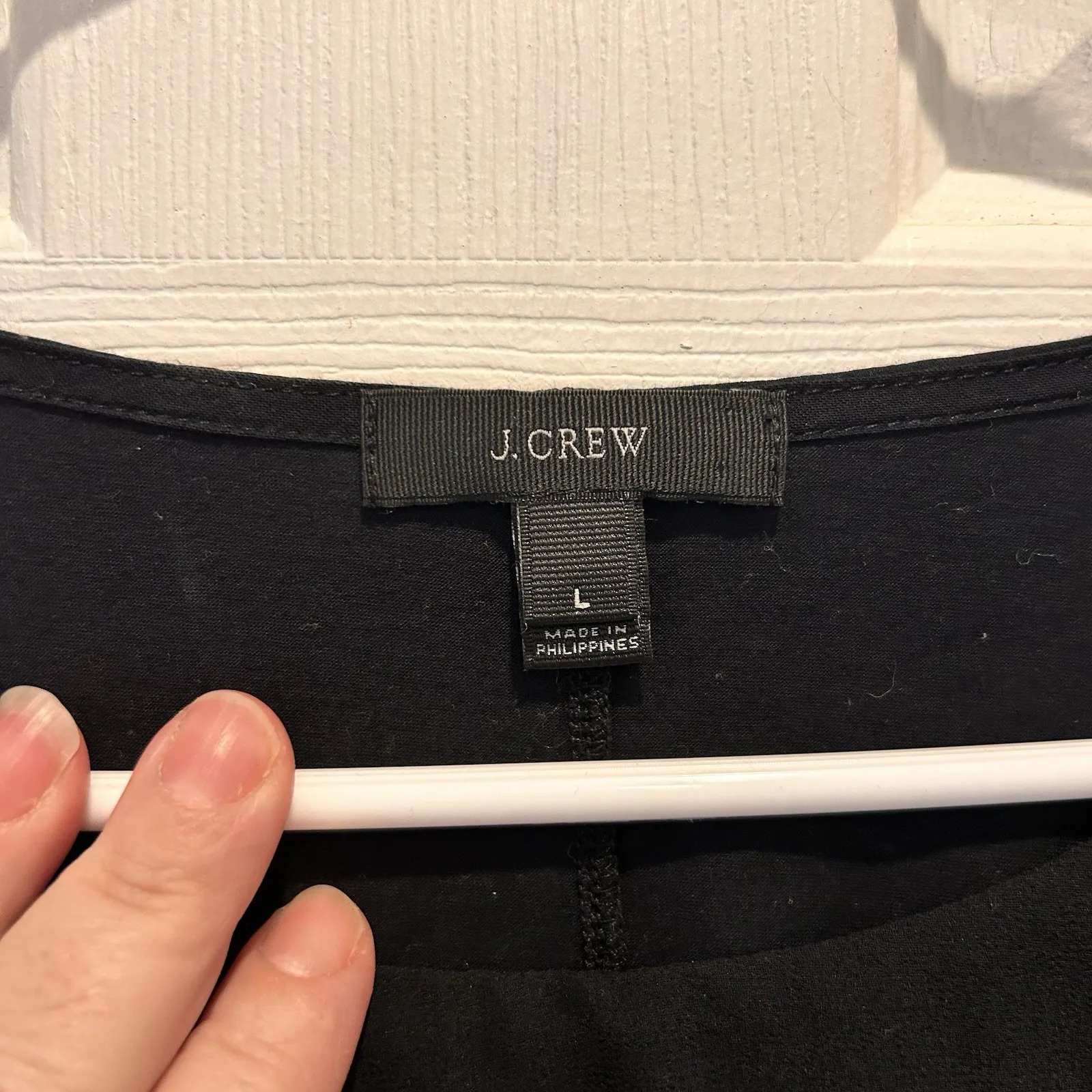 J. Crew Black Mixed Media Short Sleeve Top Size L Career Minimalist Neutral - Image 3