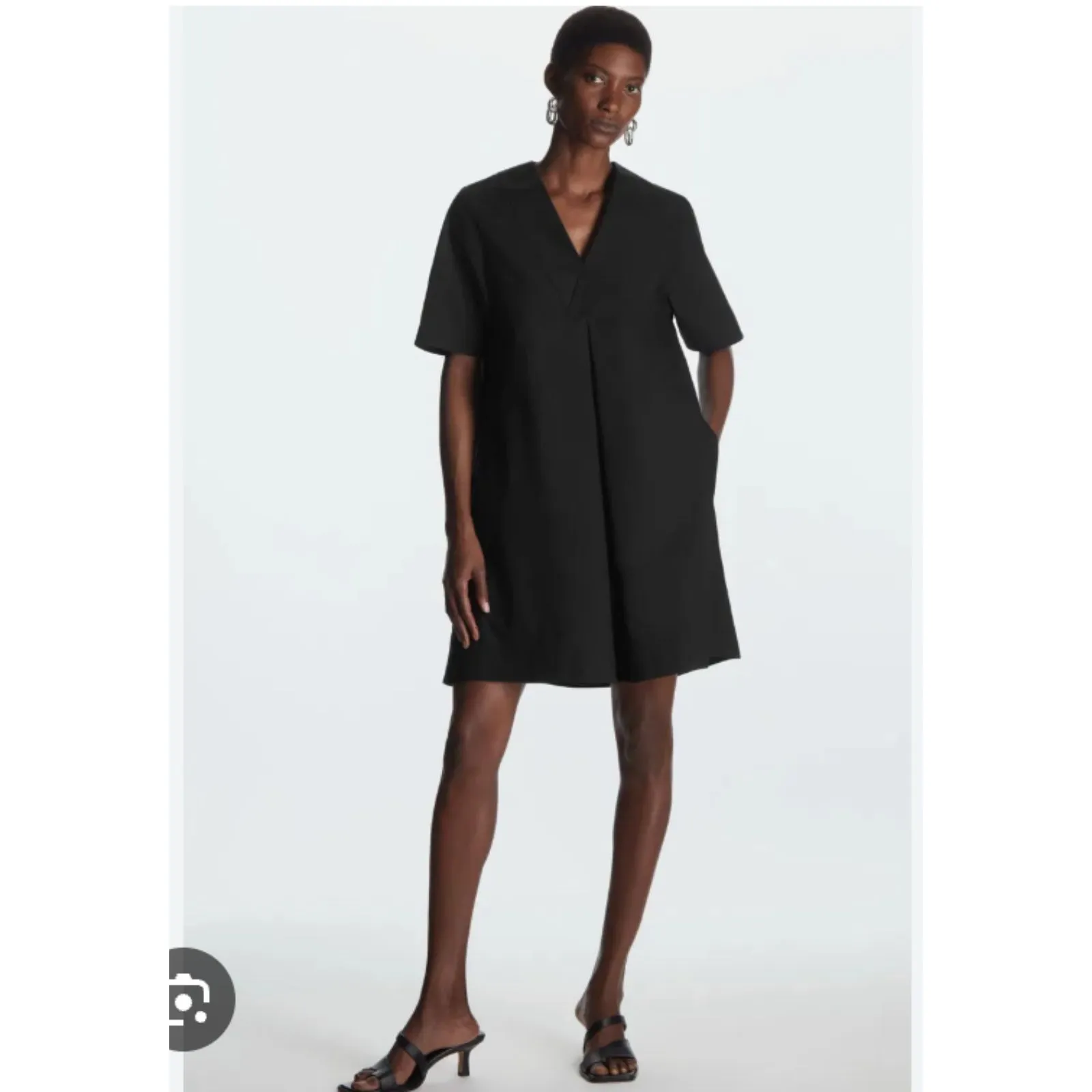 COS Black V-Neck T-Shirt Mini Dress Size 4 - Image 2