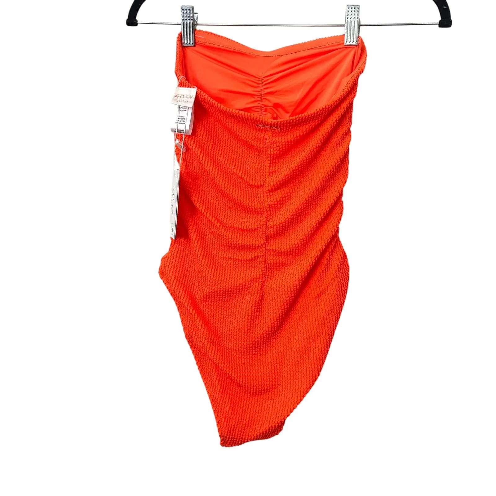 MILLY Cabana‎ Textured Ruched One Piece Orange NWT Sz P (XS) - Image 3