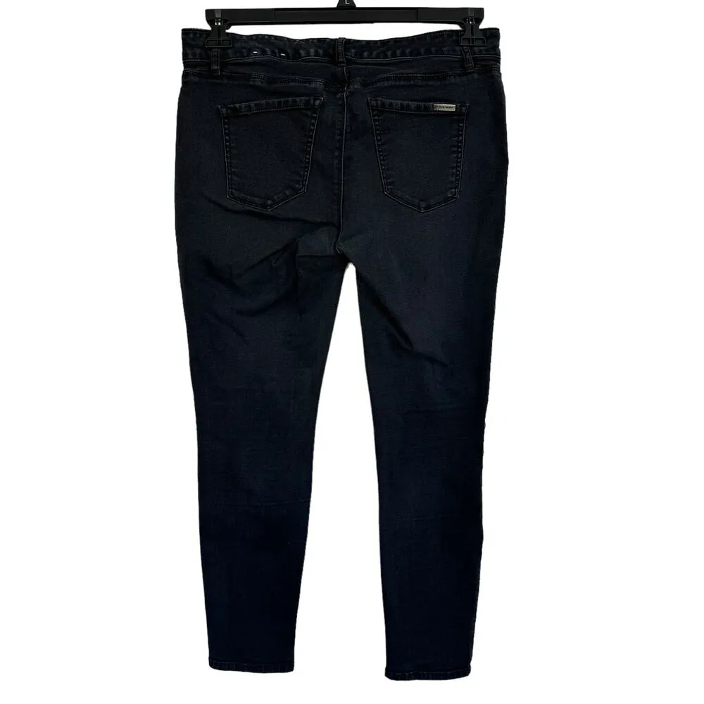 WHBM SZ 4S SHORT Jegging Jeans Stretch Zip-Fly Low-Rise Pockets Black Wash - Image 4