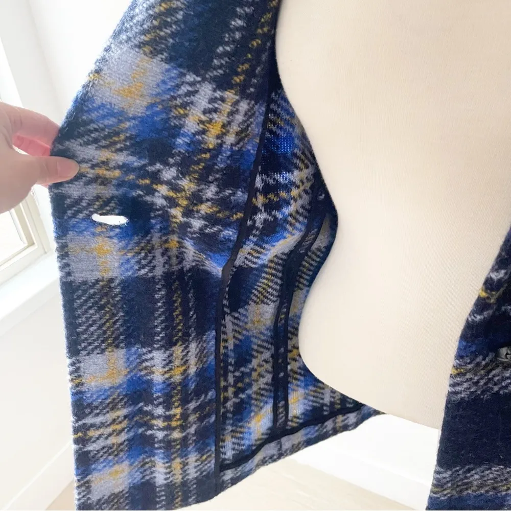 Aritzia Wilfred Free Off-Duty Neelam Wool Blend Jacket Blue Black Plaid | XXS - Image 7