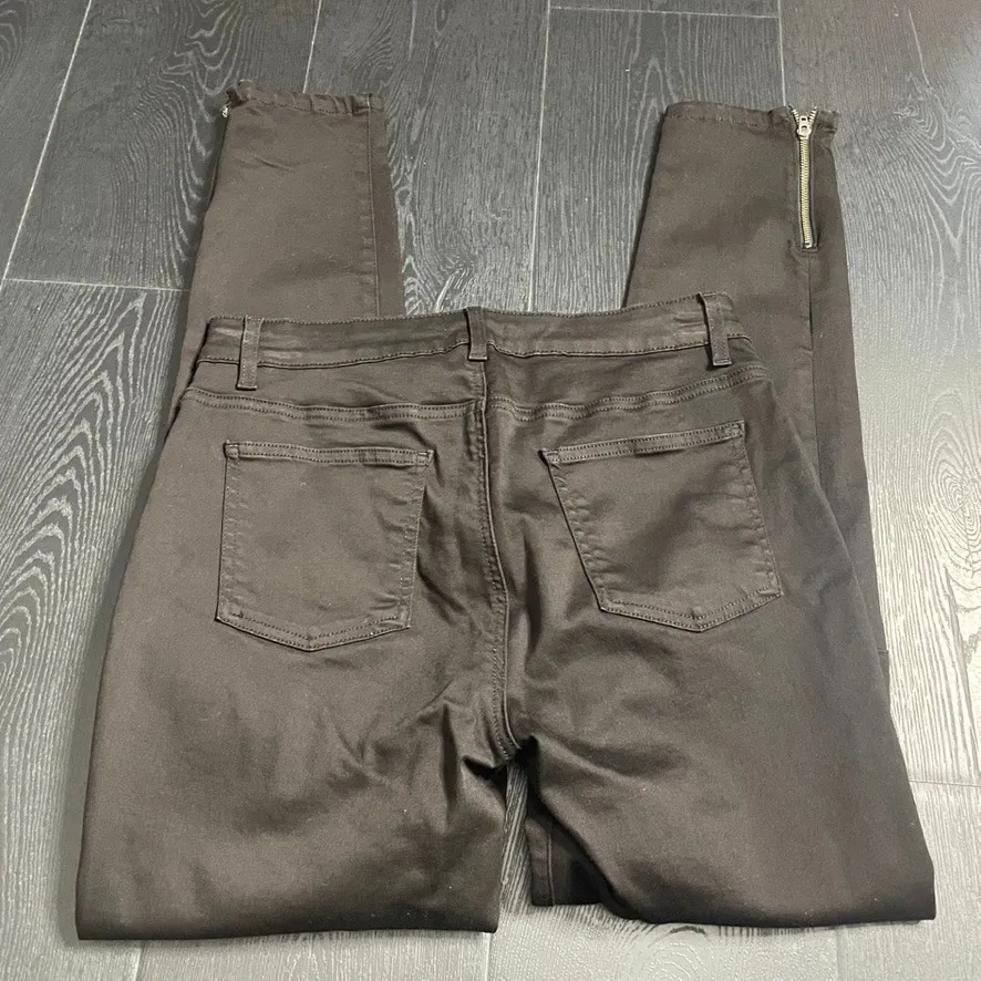 EILEEN FISHER 8 Black Ankle Zip‎ Seam Skinny Jeans Stretchy Oraganic Cotton - Image 2