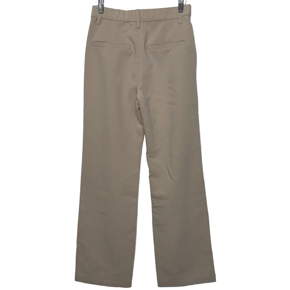 Abercrombie & Fitch Khaki Pleated High Waisted Straight Trousers Pants Size 27 4 - Image 2