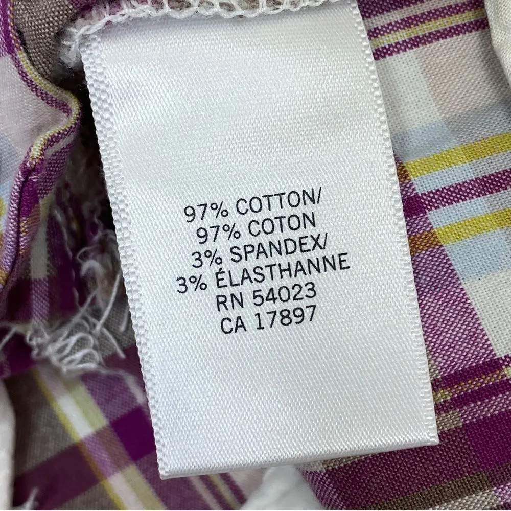 Banana Republic Factory Martin Fit Plaid Bermuda Shorts Purple Tan 0 - Image 7