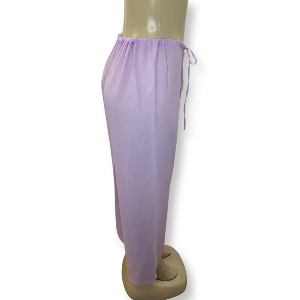 Zuliana Size XL Light Purple Sheer Waist Tie Pants. Made in USA. New With Tags - Image 2
