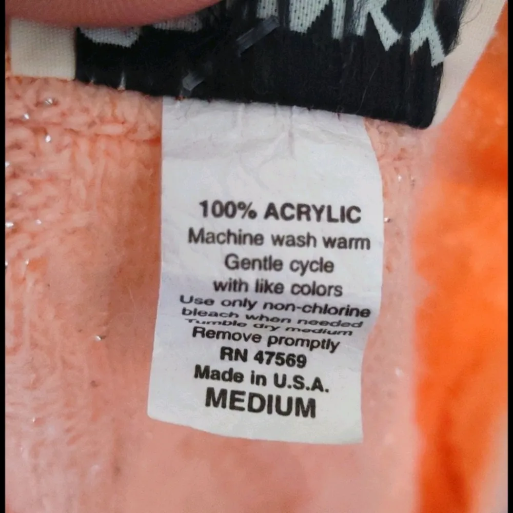 Vintage Spunky Peach Glitter Sweater Orange Size M - Image 6