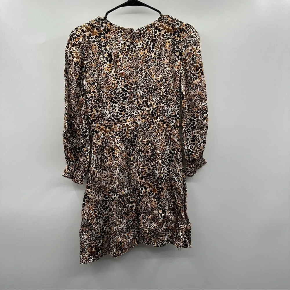 Aritzia‎ Wilfred Baroque Giselle Bison Animal Print 3/4 Sleeve Mini Dress Sz 2 - Image 5