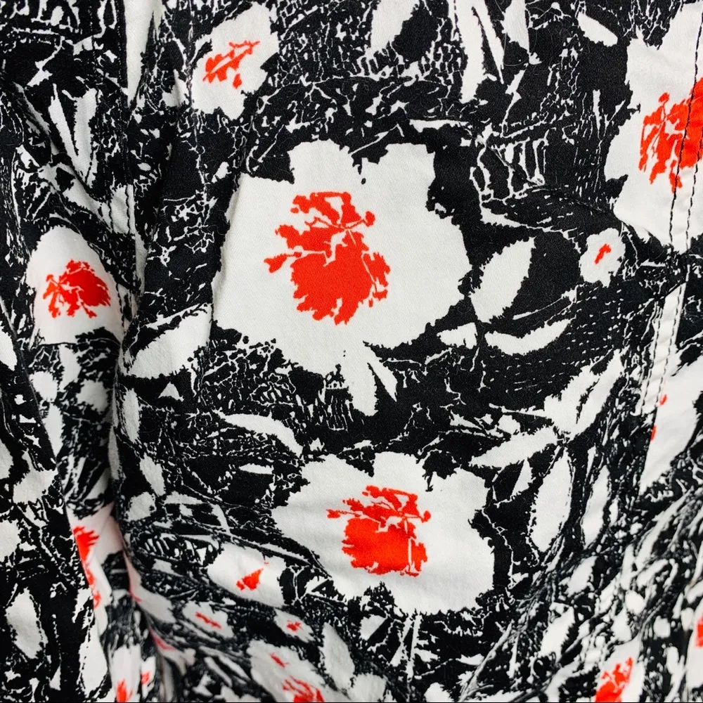 Sharagano Black White & Red Floral Blazer Jacket Women’s Size XL - Image 5