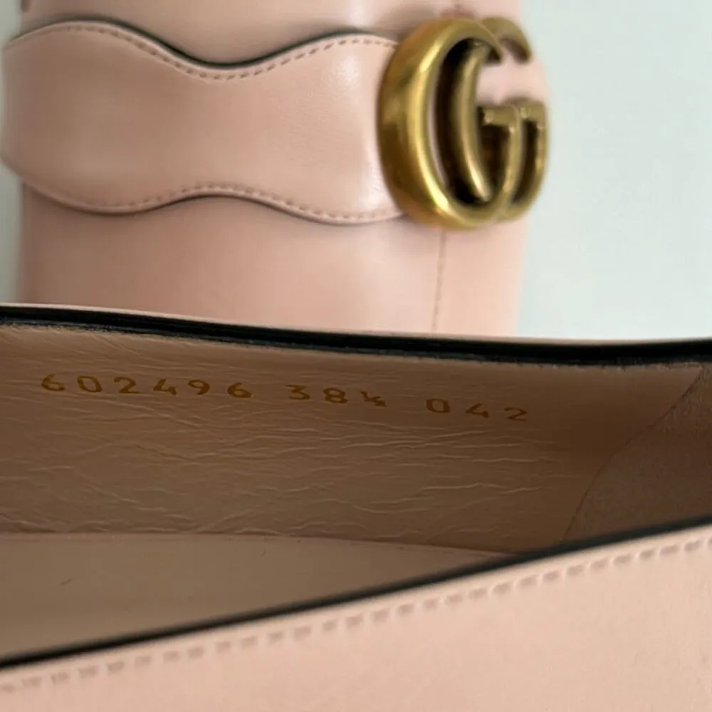 Gucci GG Marmont Malaga Kid Pink Leather Womens Loafers Size: 38.5 - Image 10