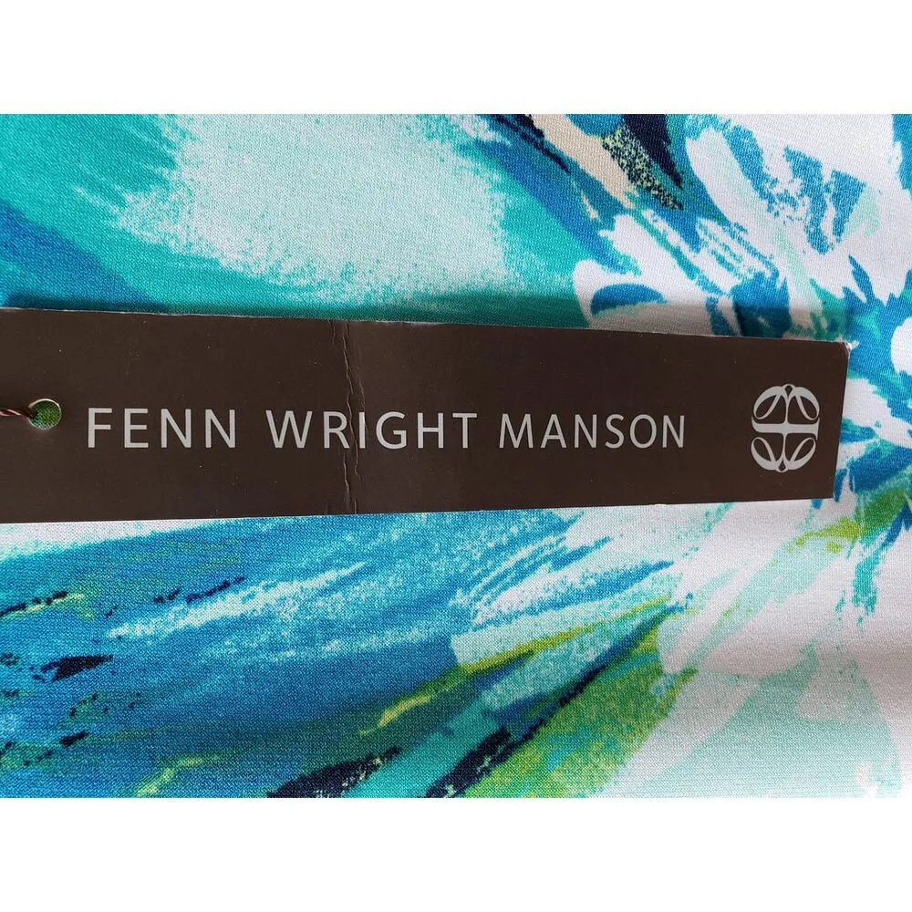 Fenn Wright Manson  Shift Dress Women's 14 Multi Floral Stretch Bell Split Sleeve - Image 5