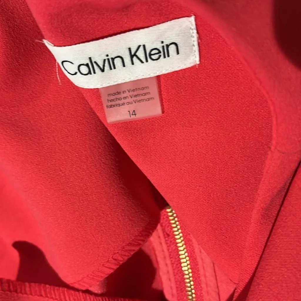 NWT Calvin Klein  logo tape Sheath Dress In watermelon pink SZ-14 - Image 13