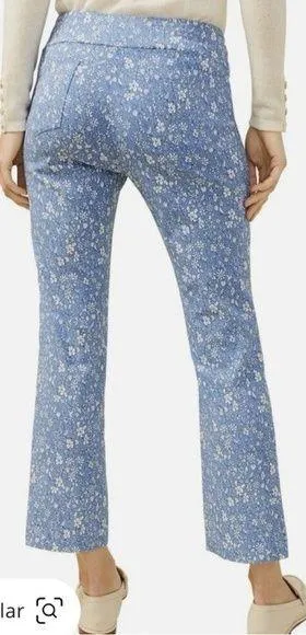 J. McLaughlin Women’s Ivy Pant Pull On Cropped Flare Coastal In Blue Floral 10 - Image 2