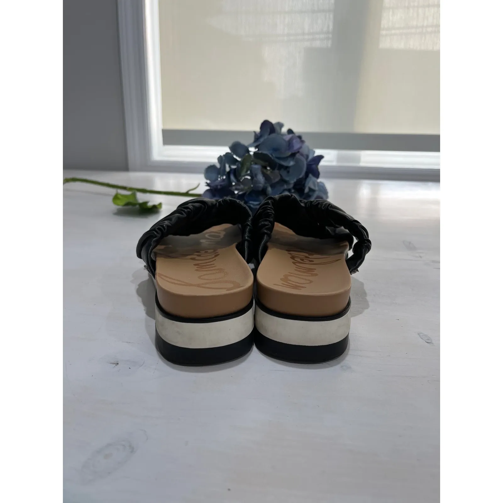 Sam Edelman Ruched‎ Slide Sandals Comfortable Slip On Black Size 8.5 - Image 4