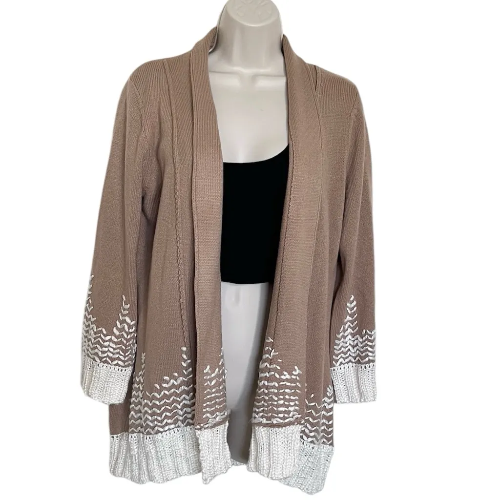 cupio  Tan and ivory Cardigan | Size Large - Image 3