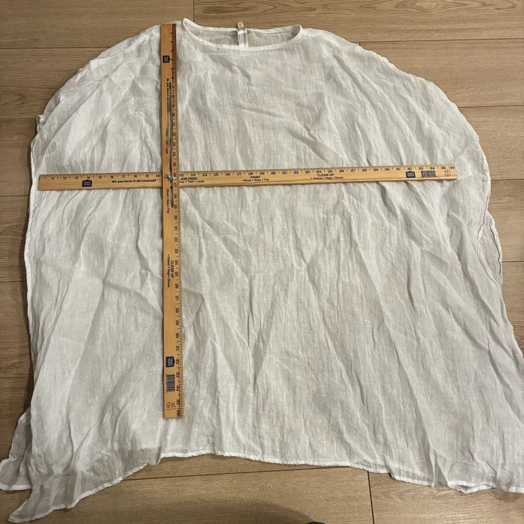 Eileen Fisher Women’s Organic Linen Crepe White Poncho Caftan Size 1X/2X - Image 2