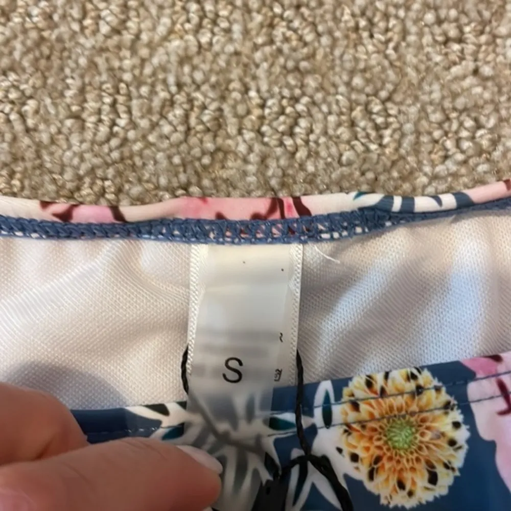 NWT- Tempt Me Blue Floral Ruffle Off the Shoulder Bikini - Image 8