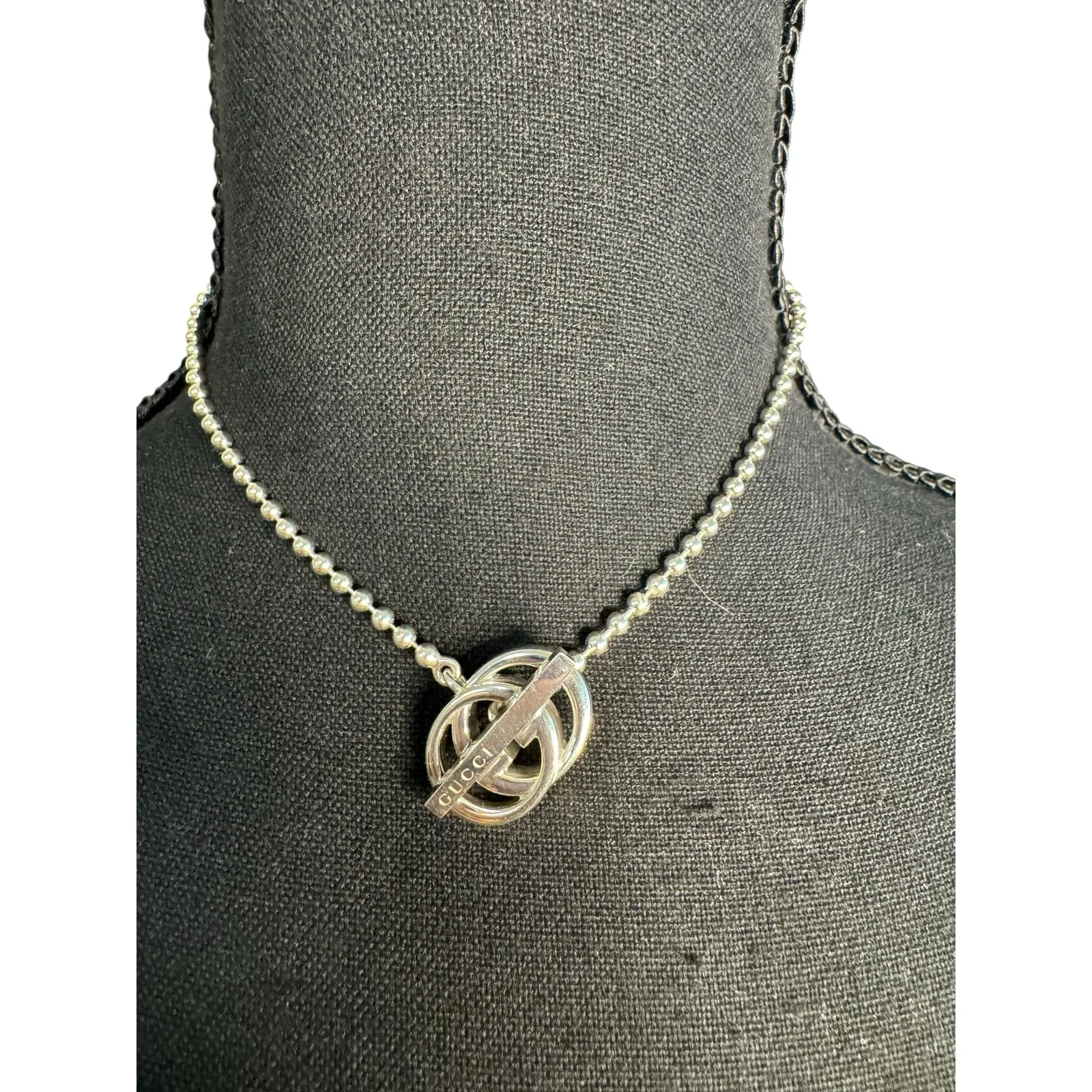 Gucci NWT Sterling Silver Interlocking G Pendant Toggle Necklace - Image 2