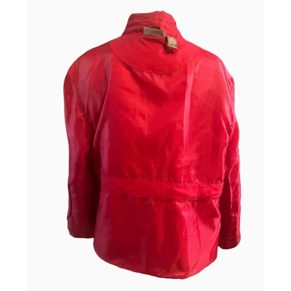 Jane Ashley Red Quilted Zip Front Jacket Size Large - Image 8