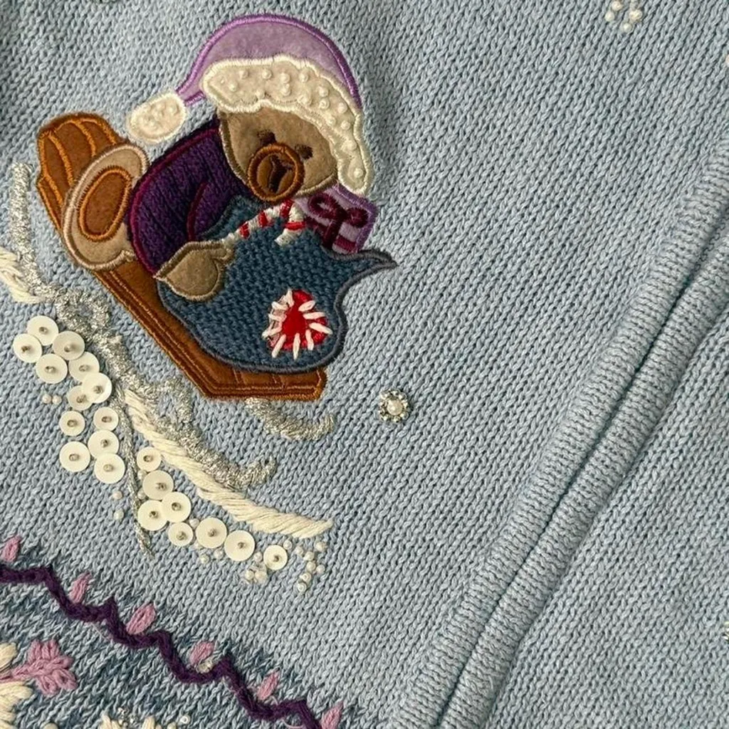 Vintage Christmas Bear Sweater Vest - Image 6