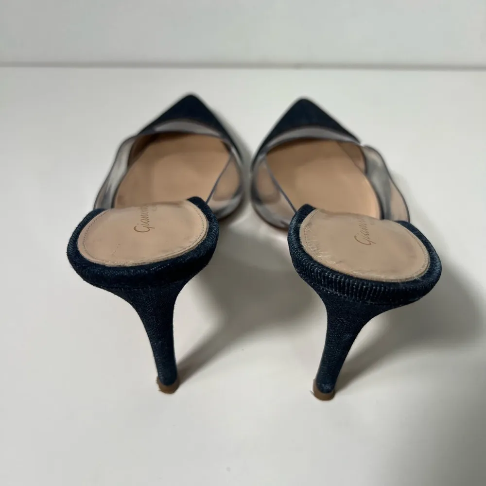 Gianvito Rossi Plexi PVC Denim Illusion 85mm Mule Heel Sandals - Image 10