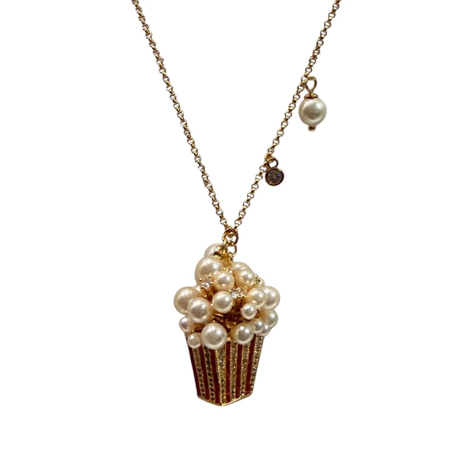 Kate Spade New York carnival popcorn  Pearl Charm Pendant Necklace Gold Tone - Image 3