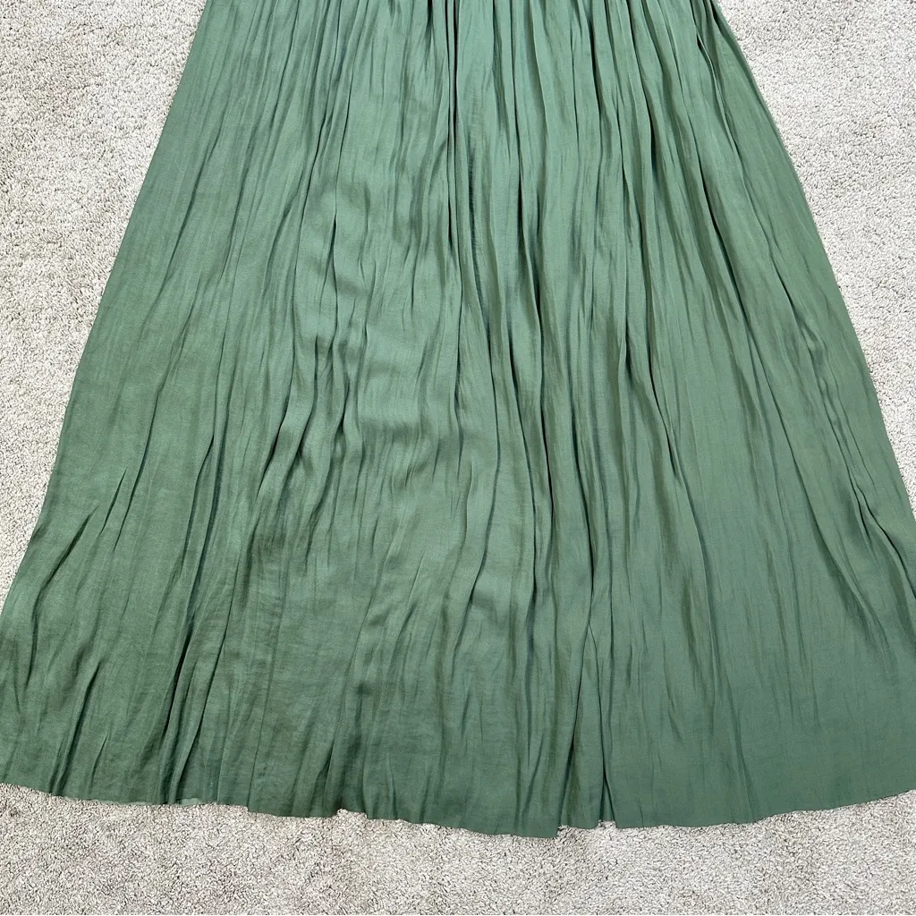 Reiss Women’s Luella Pleated Midi Dress Sleeveless Cutout Back in Green Size 10 - Image 7