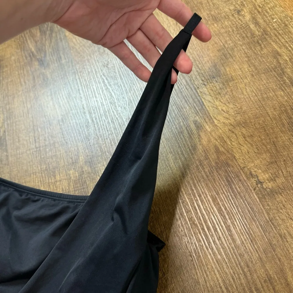 La Blanca One Piece Swimsuit Sz 12 Black One Shoulder Drape Wrap Surplice - Image 8