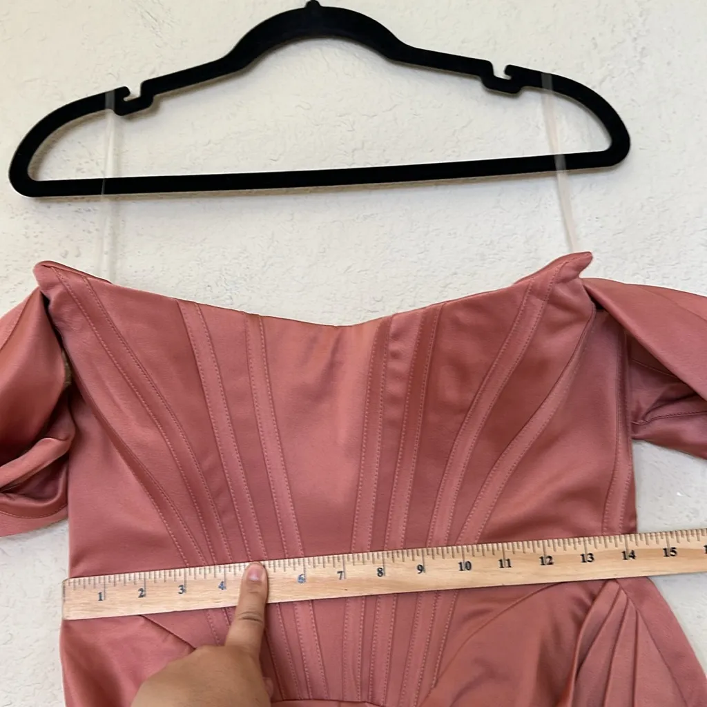 House of CB‎ ‘LORETTA’ BLUSH PINK SATIN OFF SHOULDER Corset dress NWOT size L - Image 8