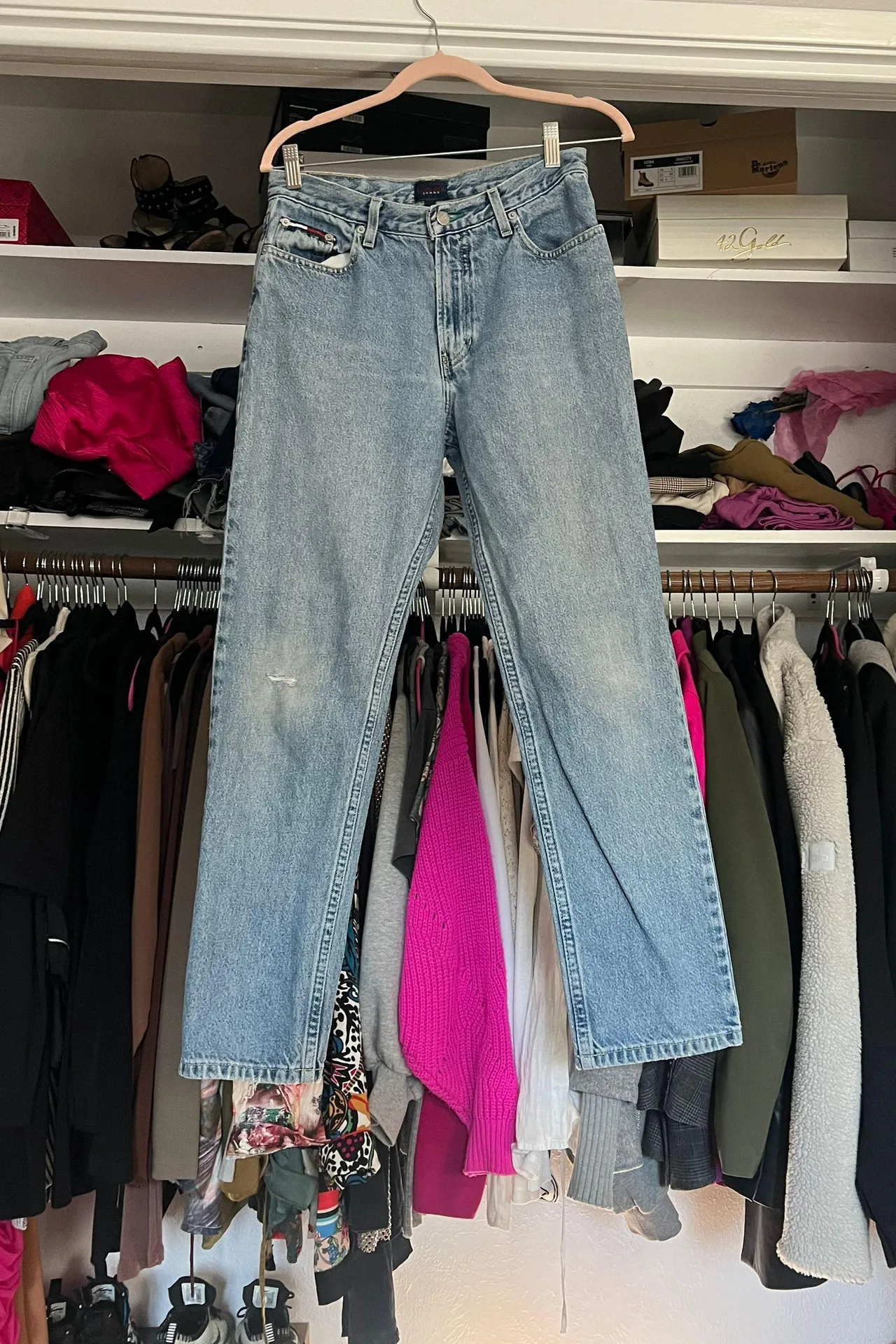 Vintage 90s  light wash distressed relaxed fit low rise jeans - Image 5