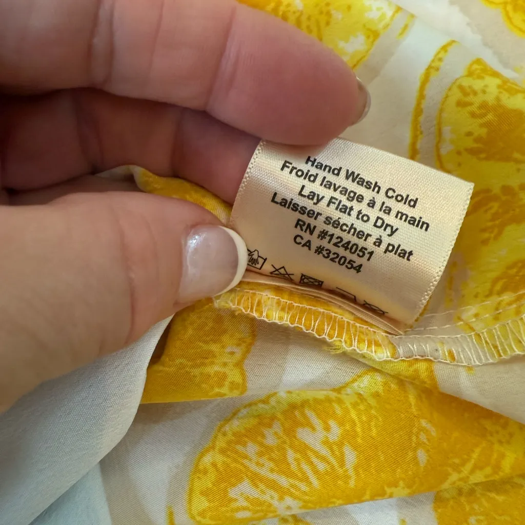 Anthropolgie Porridge Women’s XS Lemons Print Layered Silky Flowy Tank Top Blue - Image 6