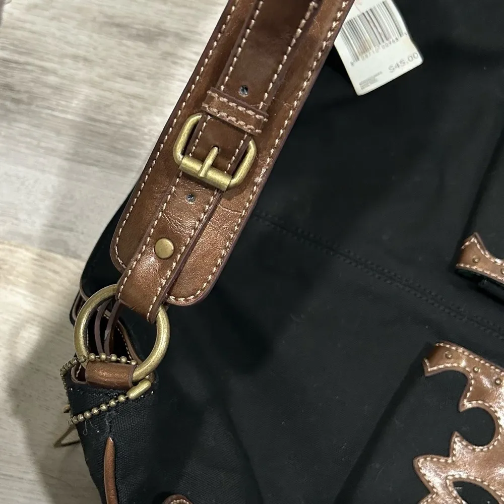 NWT Rampage Fifty Five Large Western Shoulder Bag Purse Black Brown Adjustable - Image 8