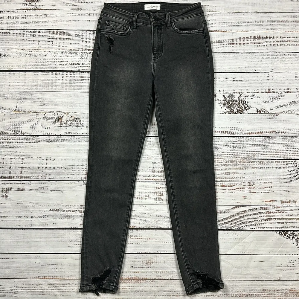 Carly Jean Blake skinny jeans black wash distressed size 5 - Image 4