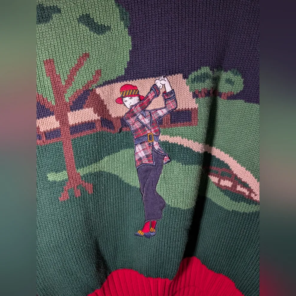 Vintage Liz Claiborne LizGolf Cotton Knit Embroidered Sweater Women's Small Blue - Image 4