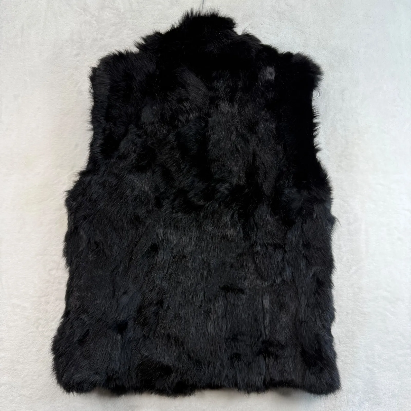 Saks Fifth Avenue genuine Rabbit Fur Vest Sleeveless Black Size S/M‎ NWOT - Image 9