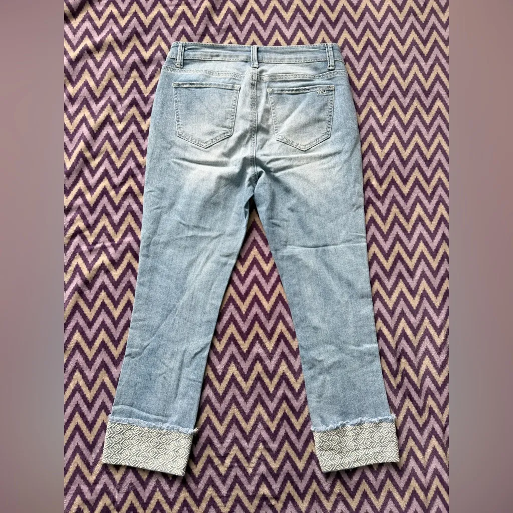 Ruff Hewn Light Blue Ankle Jeans with Patterned Cuffs - Image 5