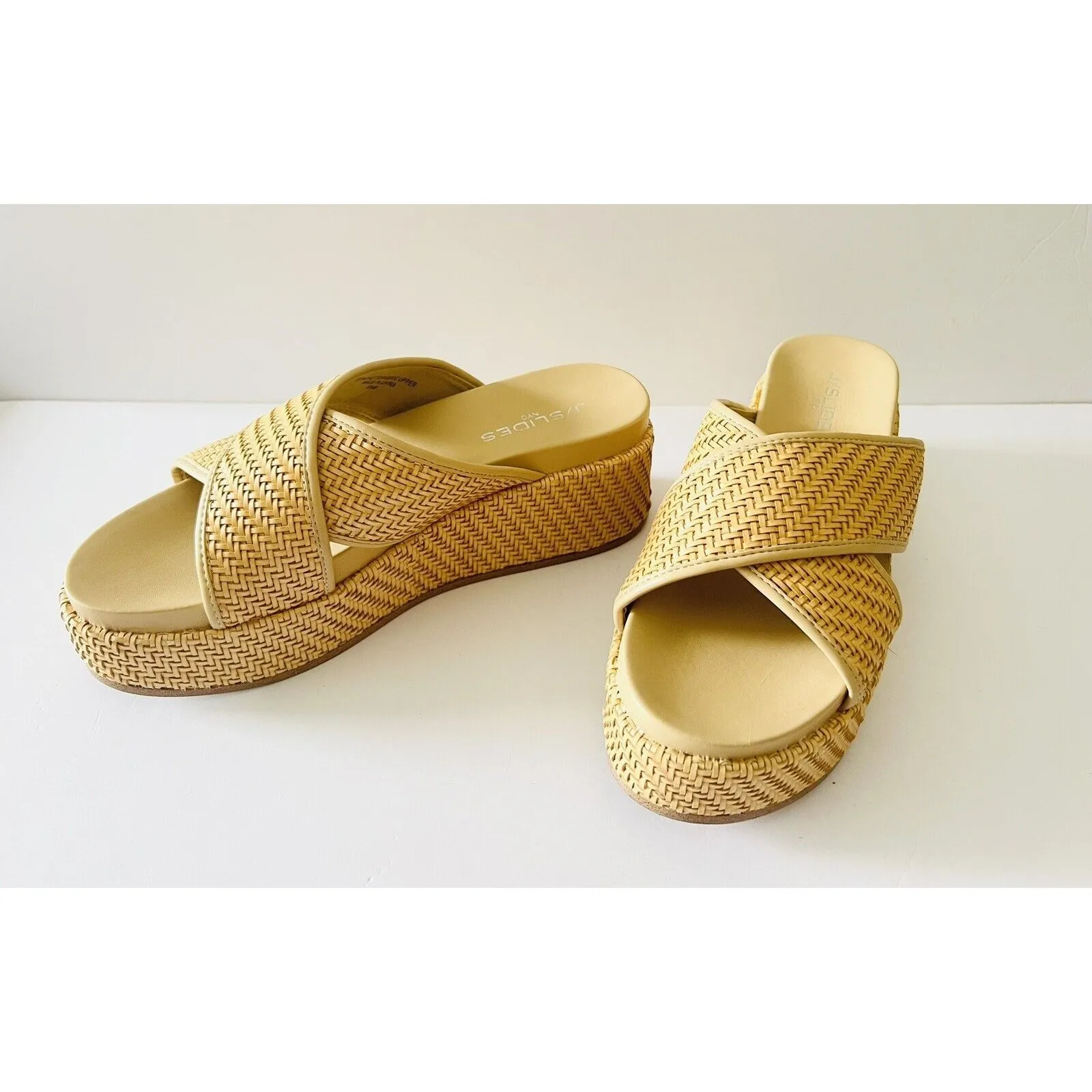 J/Slides Quackie Platform Vegan‎ Chunky Sandal Woven 9.5 Strap Wedge Resort $168 - Image 3