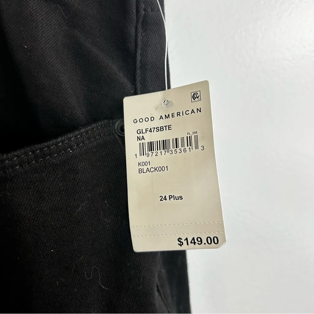 NWT Good American Good Legs Black Mid Rise Skinny Fit Flare Leg Pants/Jeans 24 - Image 10