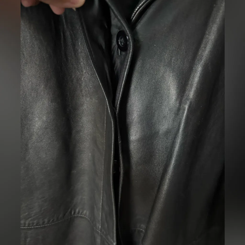 Kathy Ireland vintage Genuine Leather Jacket women plus sz 2X Classic buttons up - Image 3