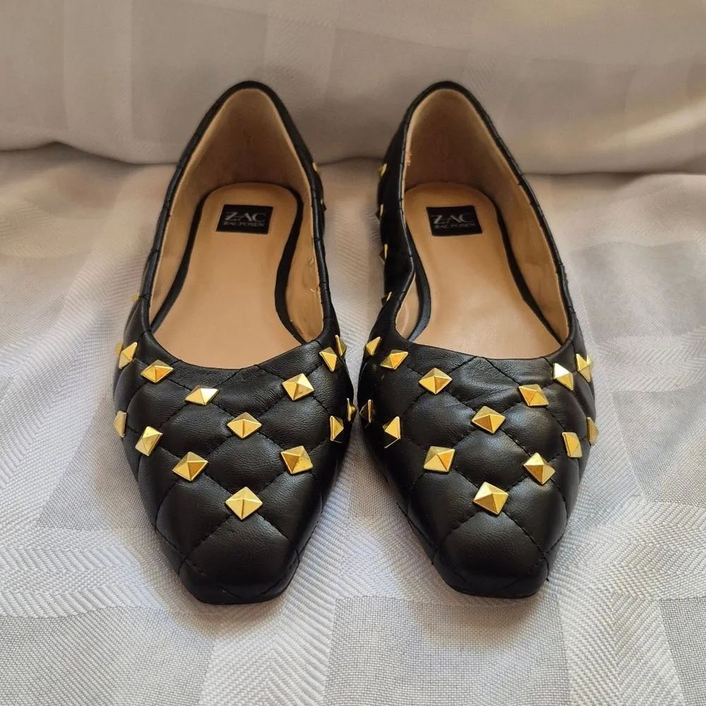 NWOB Zac Posen Leather Flats Black Size 6 - Image 3