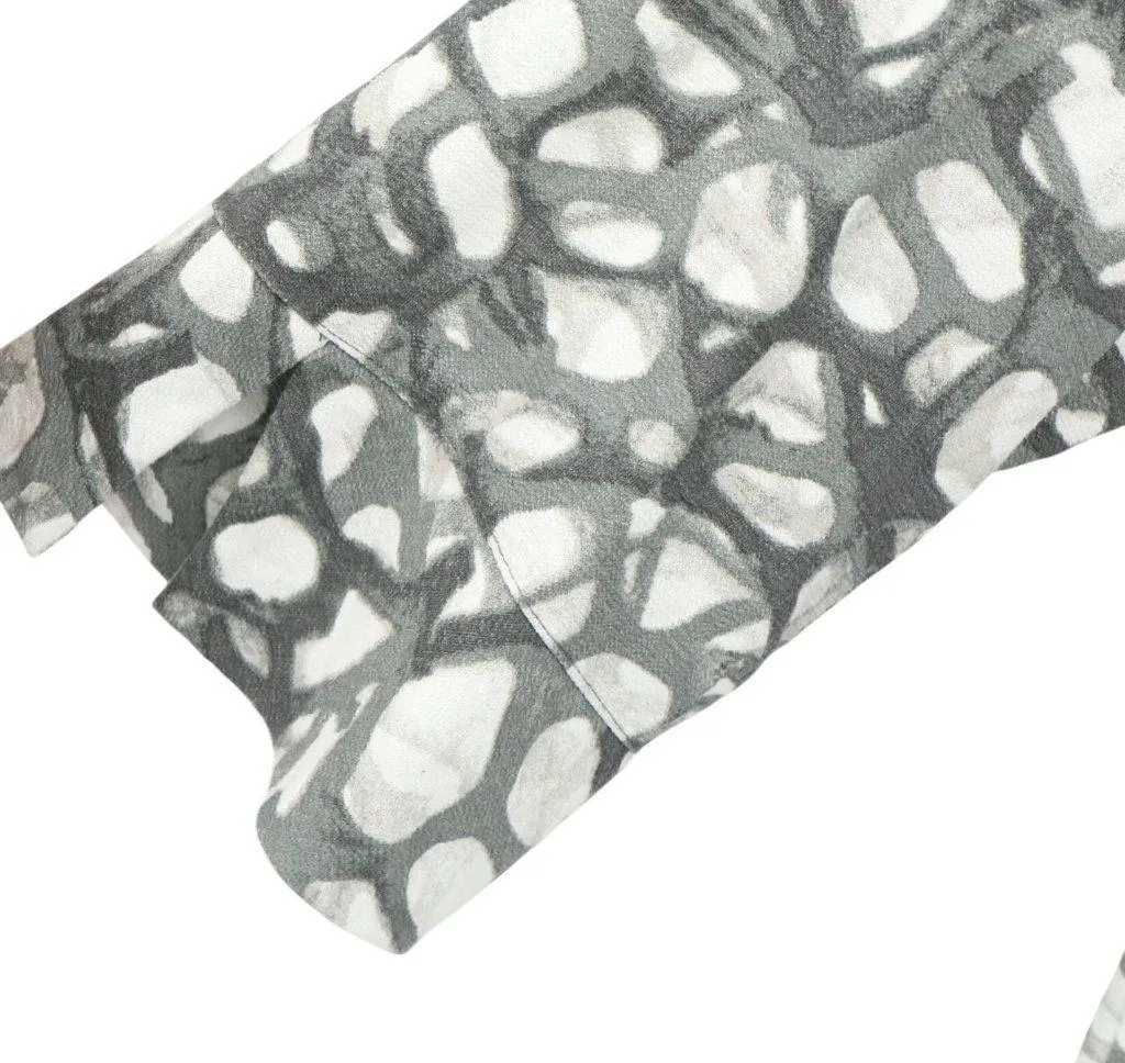 Niche Nilgun Derman Gray White Abstract Print Lagenlook Tunic Top XL - Image 3